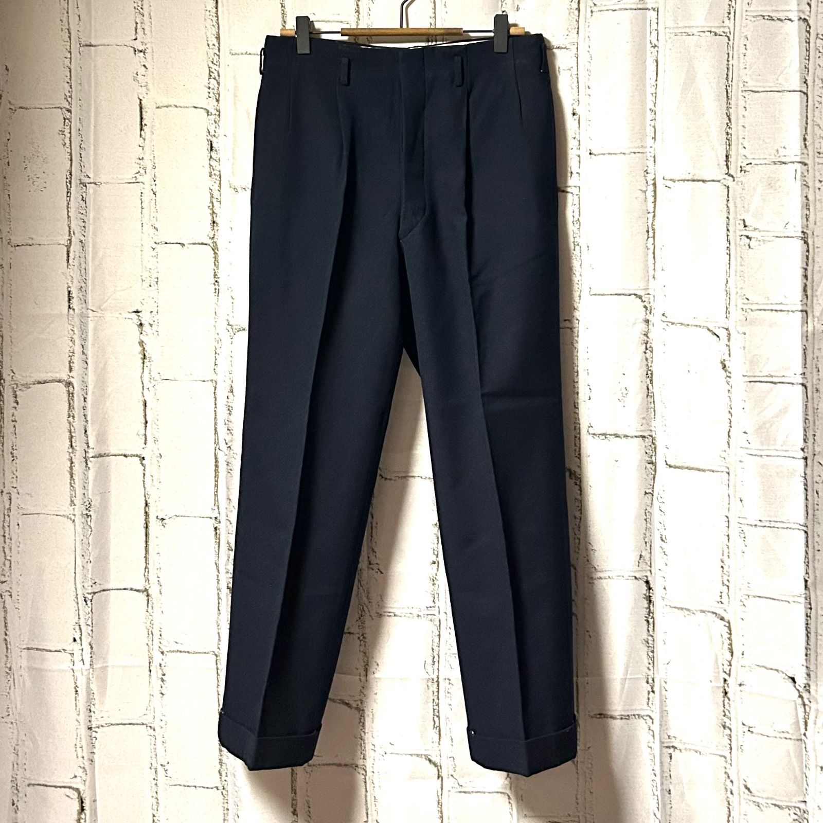 60'S～70'S ヴィンテージ ウール スラックス パンツ 黒 ブラック W71 S