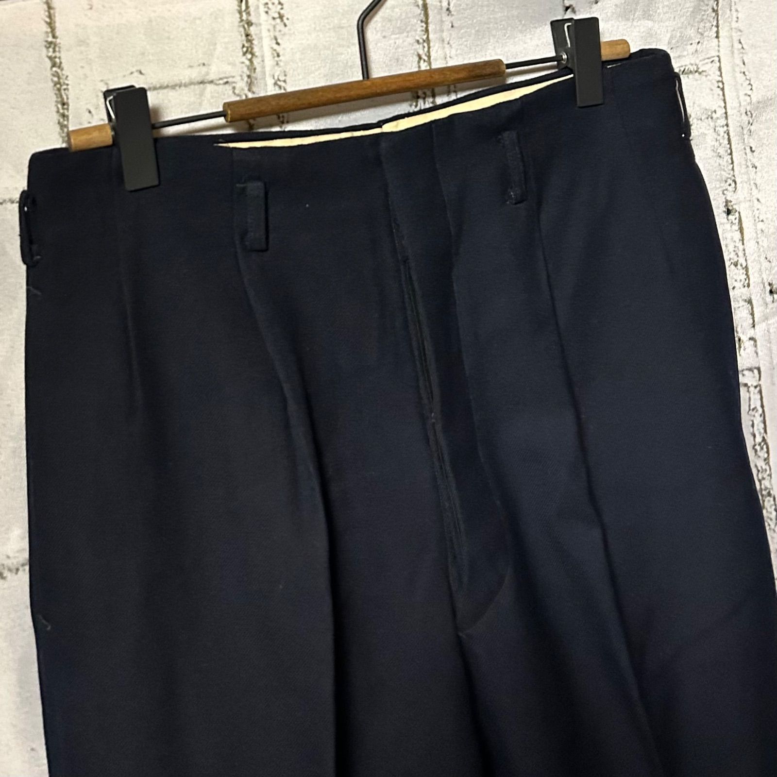 60'S～70'S ヴィンテージ ウール スラックス パンツ 黒 ブラック W71 S