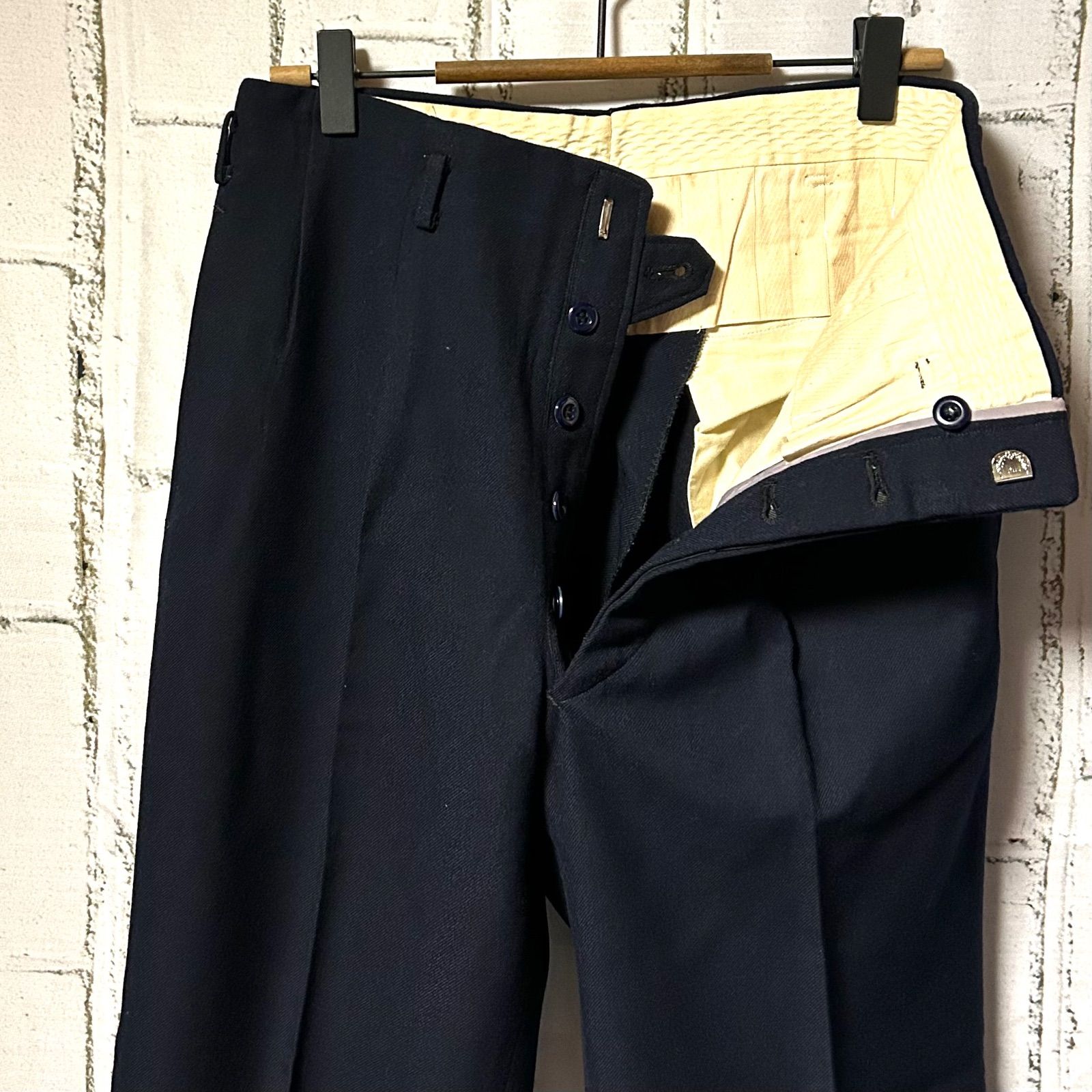 60'S～70'S ヴィンテージ ウール スラックス パンツ 黒 ブラック W71 S