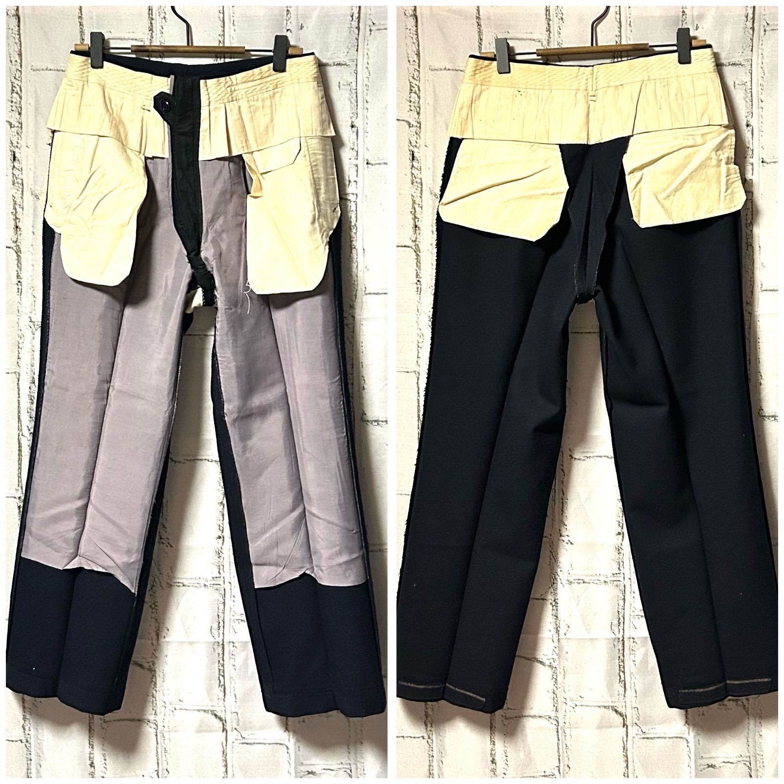 60'S～70'S ヴィンテージ ウール スラックス パンツ 黒 ブラック W71 S