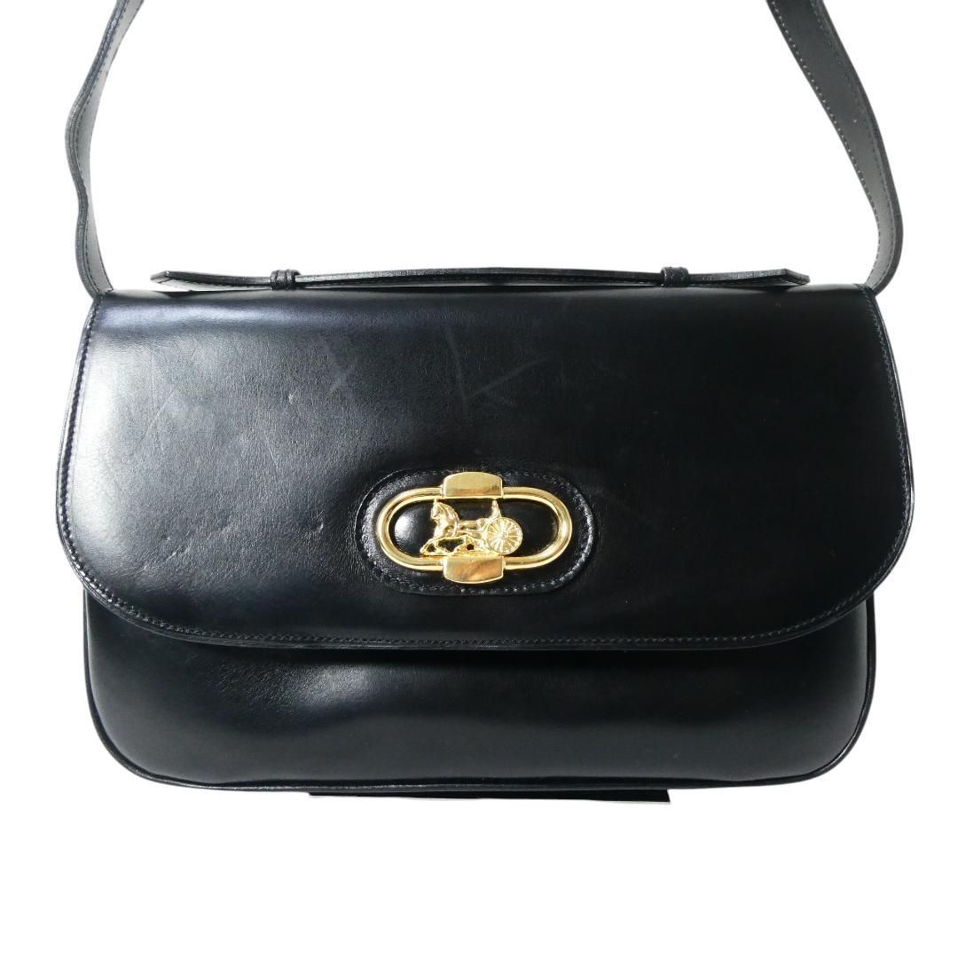 CELINE セリーヌ フィービー期 レザー 馬車 ショルダーバッグ 黒