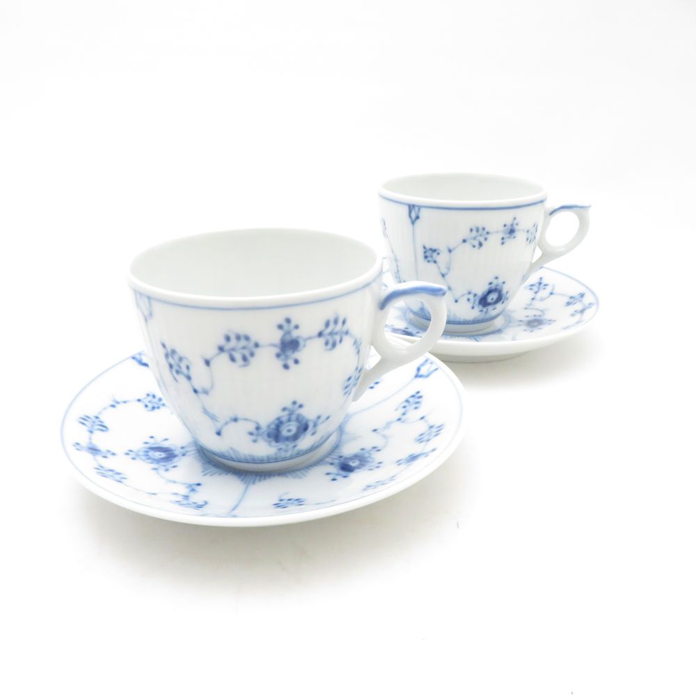 ロイヤルコペンハーゲン ブルーフルーテッド カップ ソーサー 2客 美品 美品 ROYAL COPENHAGEN ロイヤルコペンハーゲン ブルーフルーテッド