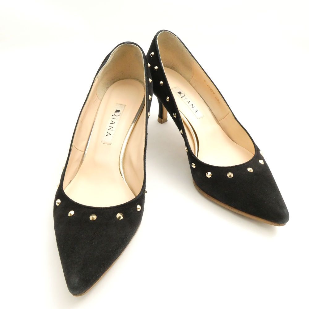 美品 DIANA ダイアナ パンプス 22.5cm ベロア スタッズ ヒール