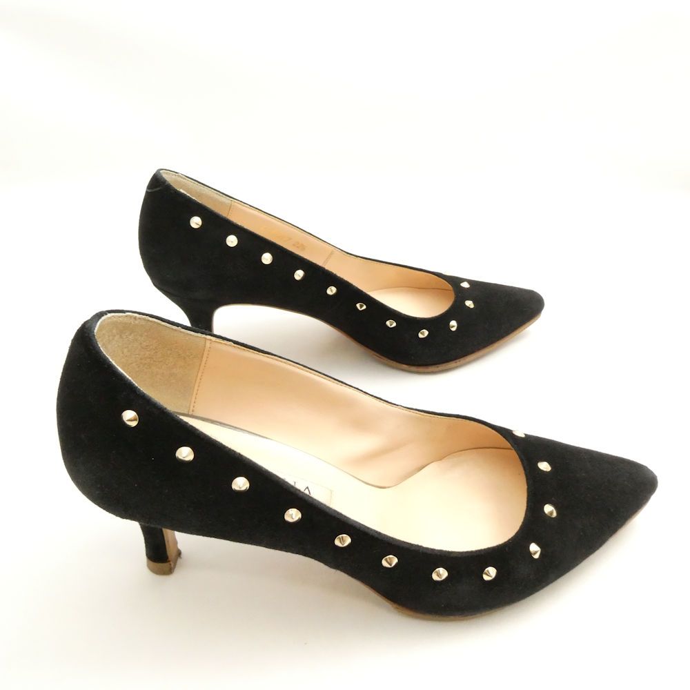 美品 DIANA ダイアナ パンプス 22.5cm ベロア スタッズ ヒール