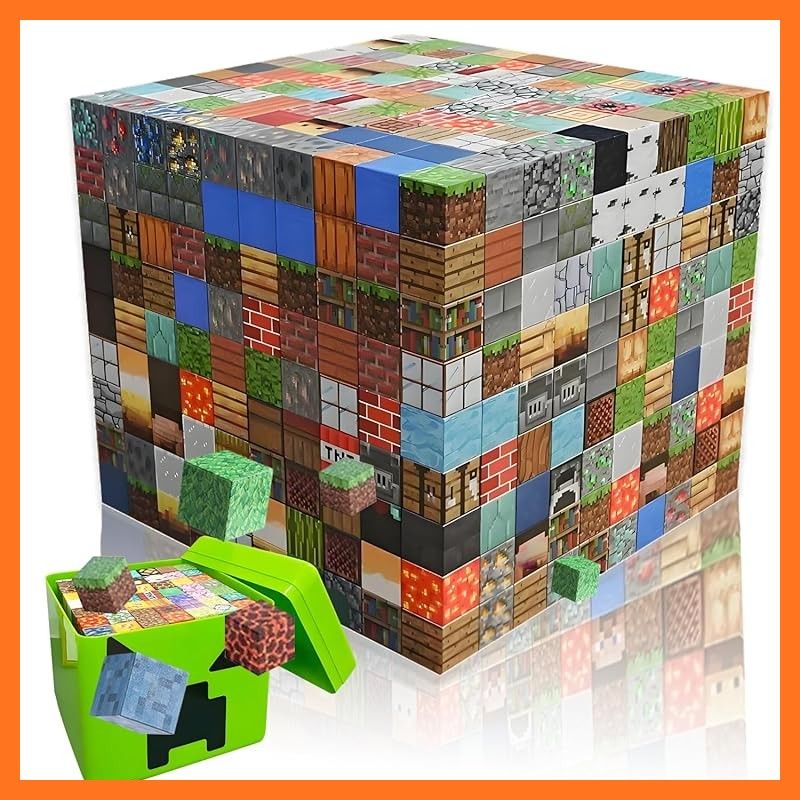 SUANES 210 pcs マグネットブロック 磁石 積み木 ミニフィギュア 精巧なクリーパー収納ボックス DIY 磁性構築ブロック ボードゲーム 男の子 女の子 知育玩具 おもちゃ ブロック 子供用ギフト プレゼン