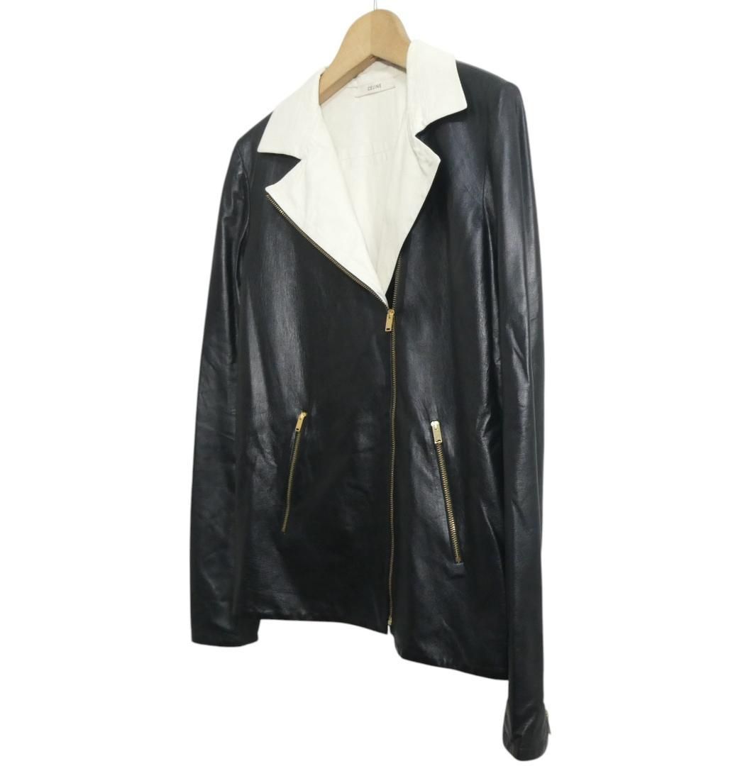 ★フィービー期★セリーヌ レザーライダースジャケット 黒 38 羊革 ラムスキン 美品】セリーヌ フィービー期レザー ライダースジャケット 38