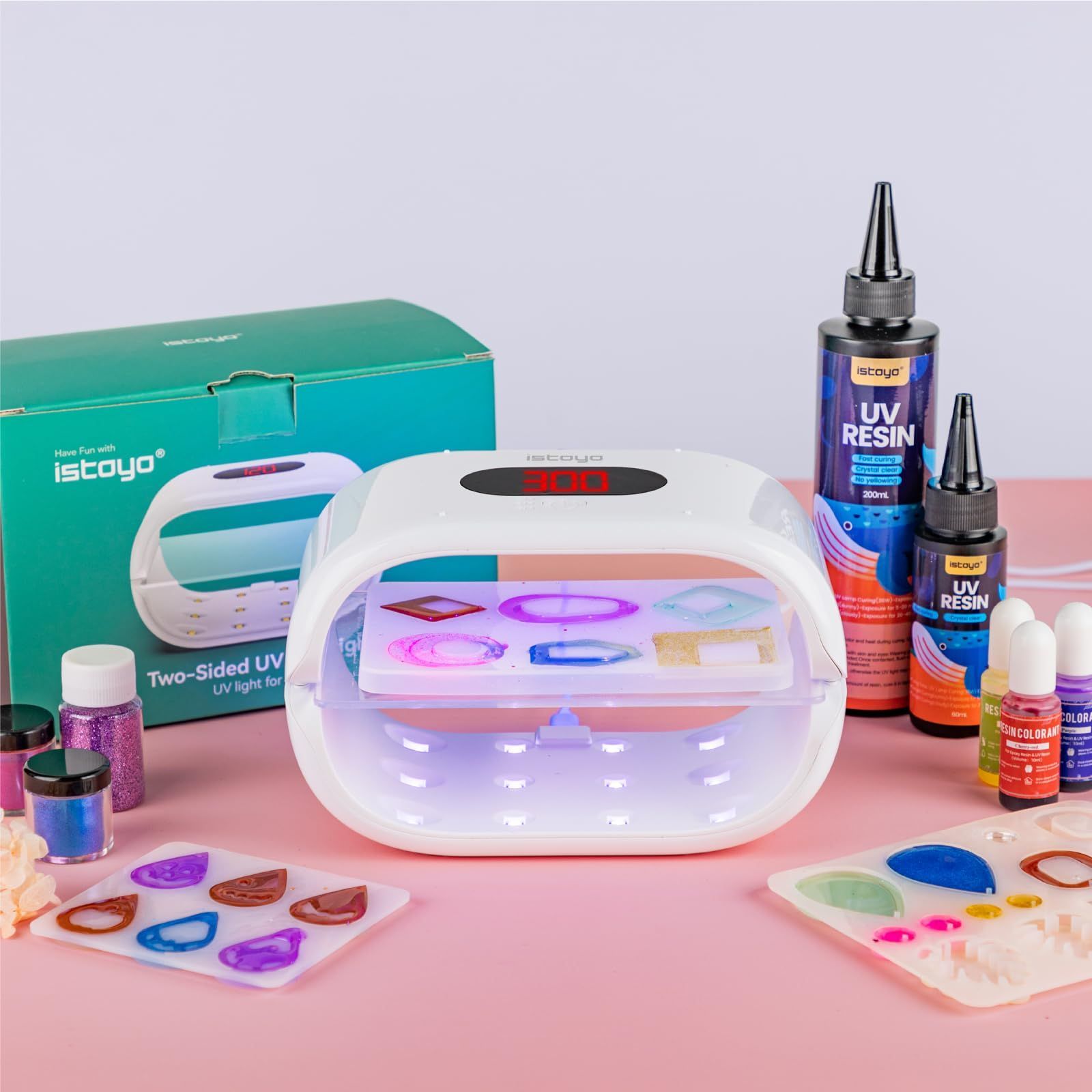  ISTOYO 両面UVレジンランプ のランプビーズジェルネイルランプ 2 IN 1手足兼用LEDネイルランプ 長時間設定 2分 3分 5分 UVランプ レジン硬化用 レジンモールド ジュエリーに使用されます製作 DIYクラフト その他 文房具 事務用品
