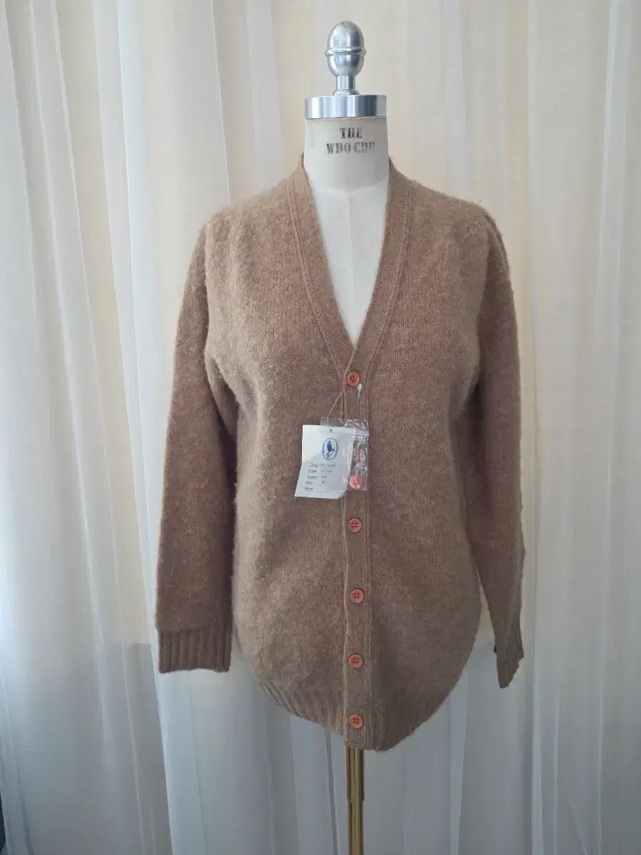 スコットランド John Tulloch ピュア ウール ブラウン Vネック ニット カーディガン