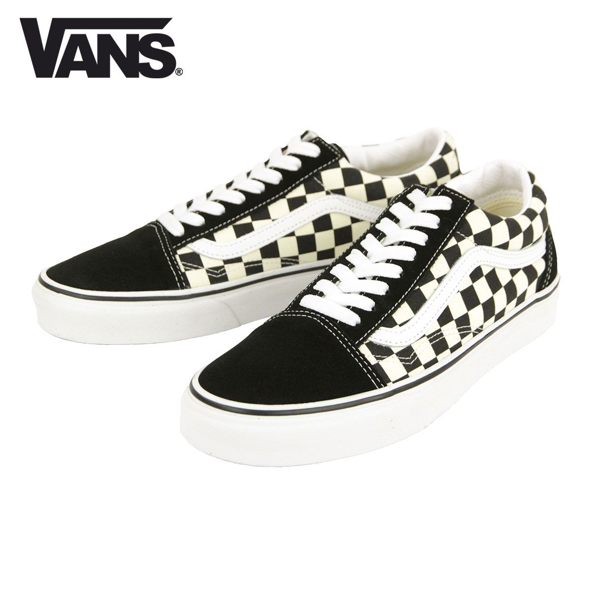 23 0 cm～25 5 cm バンズ スニーカー メンズ VANS オールドスクール チェッカーボード OLD SKOOL PRIMARY CHECK BLACK WHITE