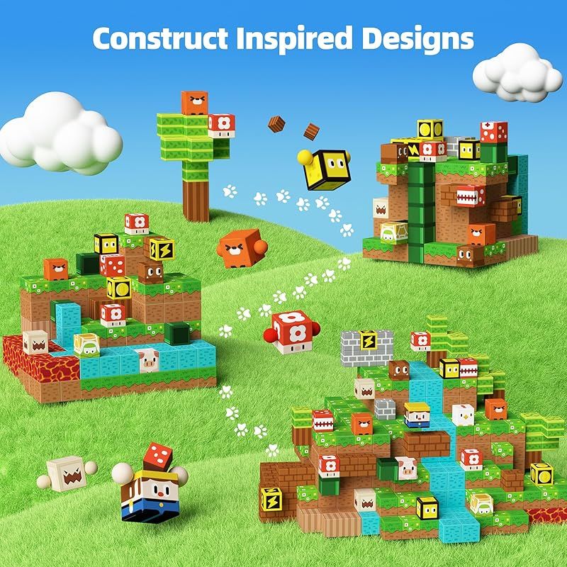 GobiDex マグネットブロック 子供用 組み立ておもちゃ 男の子 女の子 3歳以上 ゲームベースの組み立て マグワンダーマグネット付き アップグレード版 STEM感覚ギフト 用 1インチ