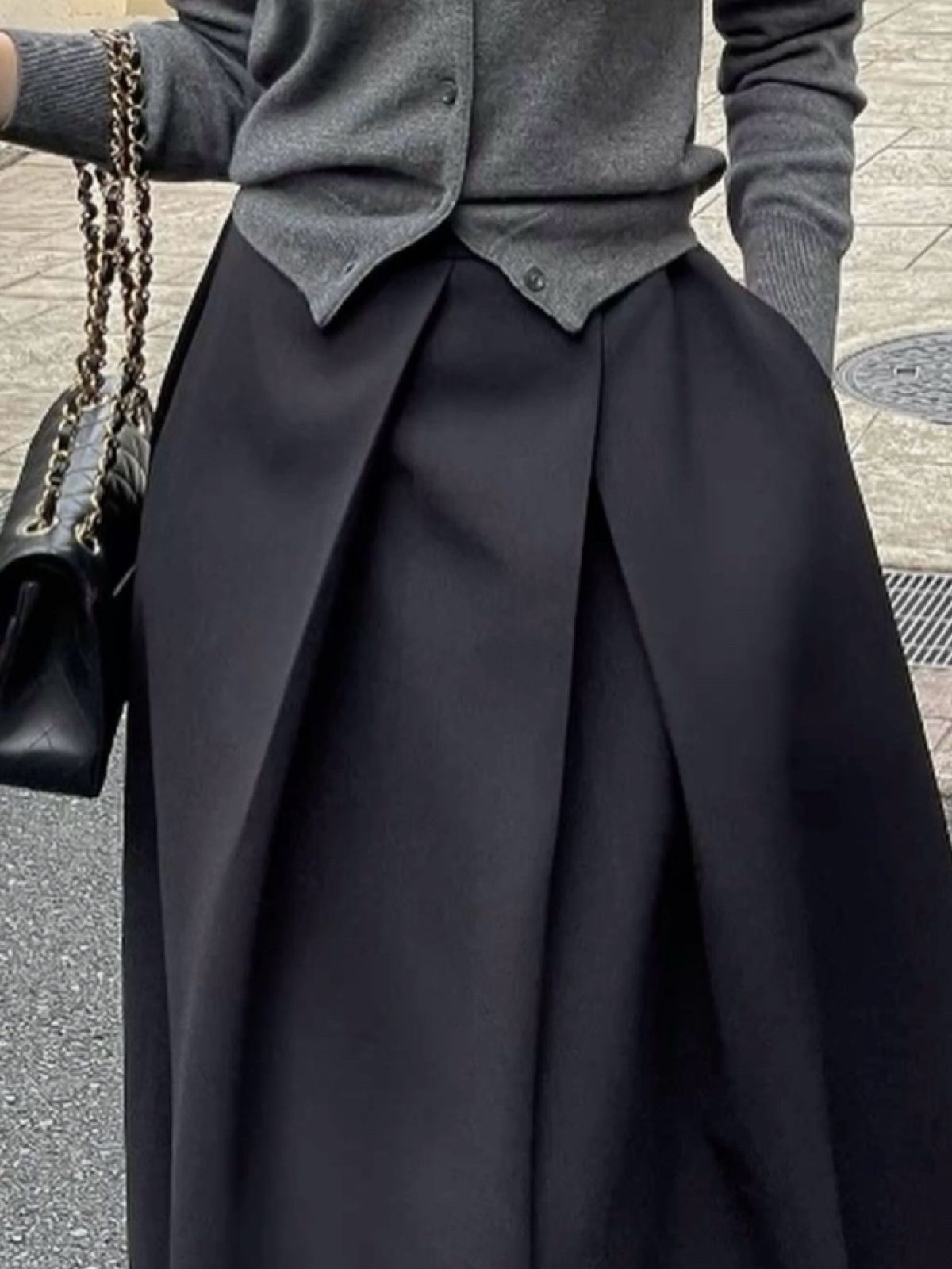 斜めボーダー 톡톡 ボリューム ロング丈スカート