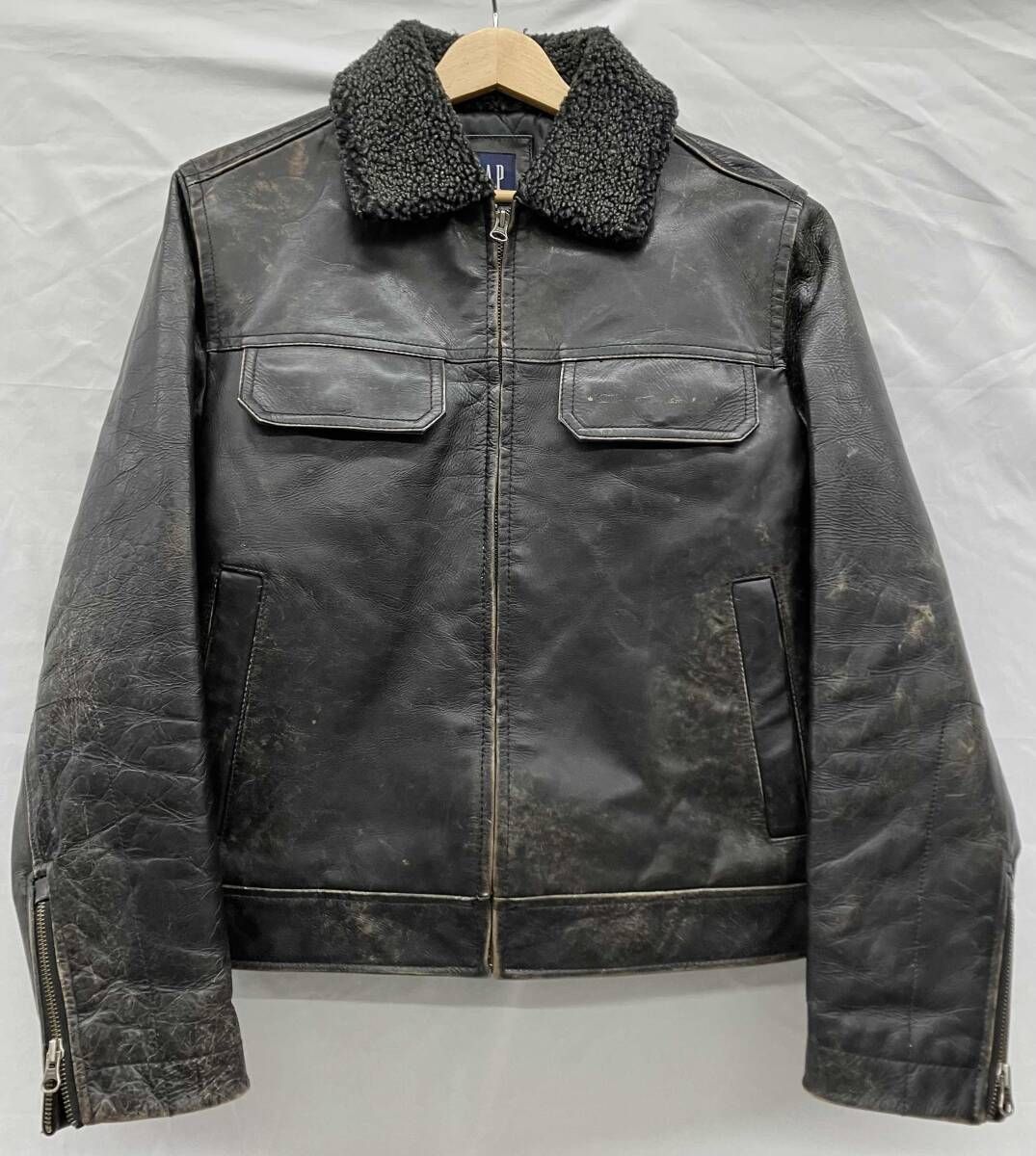 GAP ギャップ シングルライダース レザージャケット ブラック XSサイズ