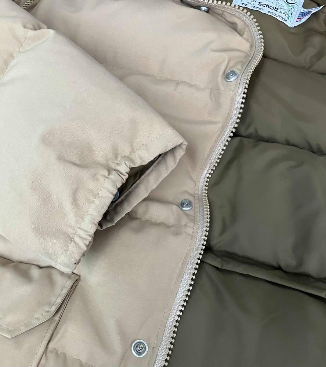 Schott NYC ショット ダウンジャケット メンズL ベージュ系USA製