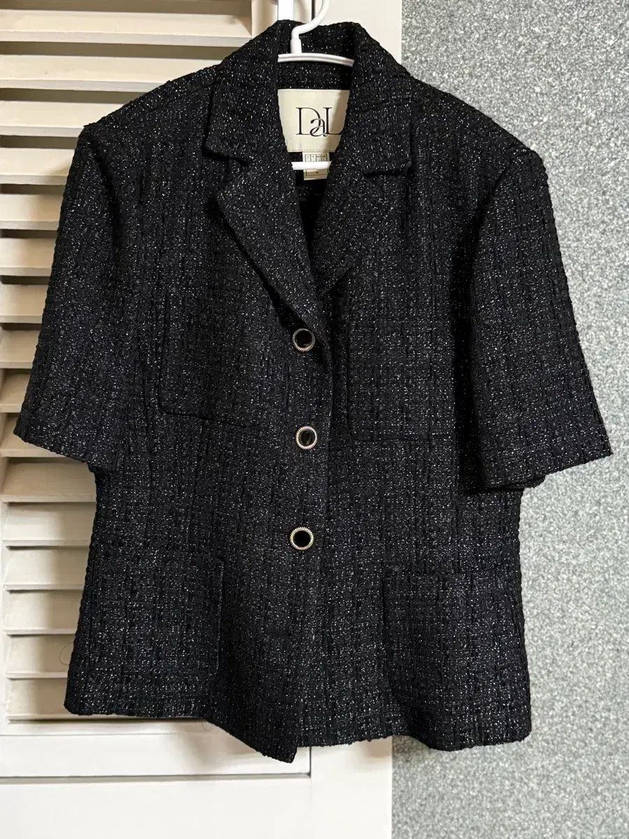 ハイクオリティ ブラック パール ツイード 半袖 ジャケット M ゲストルック
