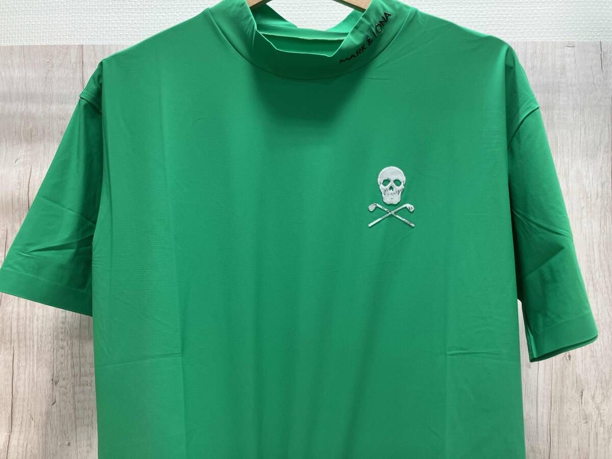 MARK LONA Jaded Punching Mock neck shirts マークアンドロナ Sサイズ 46 グリーン メンズゴルフウェア ゴルフ