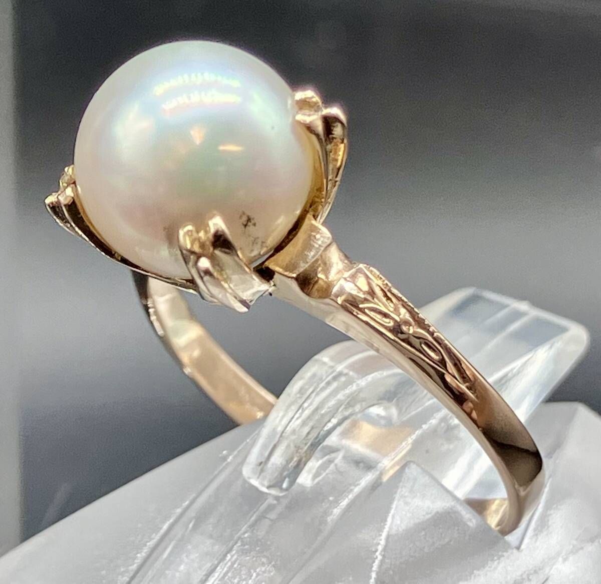 鑑別書付き 真珠 リング K 18 18金 ゴールド 9号 2 4 g