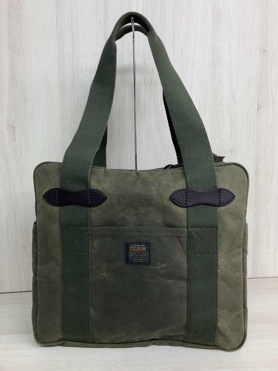 FILSON フィルソン TIN CLOTH ZIPPER TOTE BAG ジッパートートバッグ オリーブ 肩掛け鞄