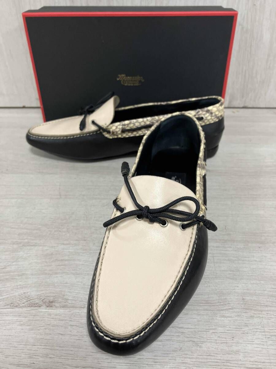 VERBANO ヴェルバノ モカシン Mocassino 牛革 蛇革 ブラック 26 5 cm 65 01 31 01002