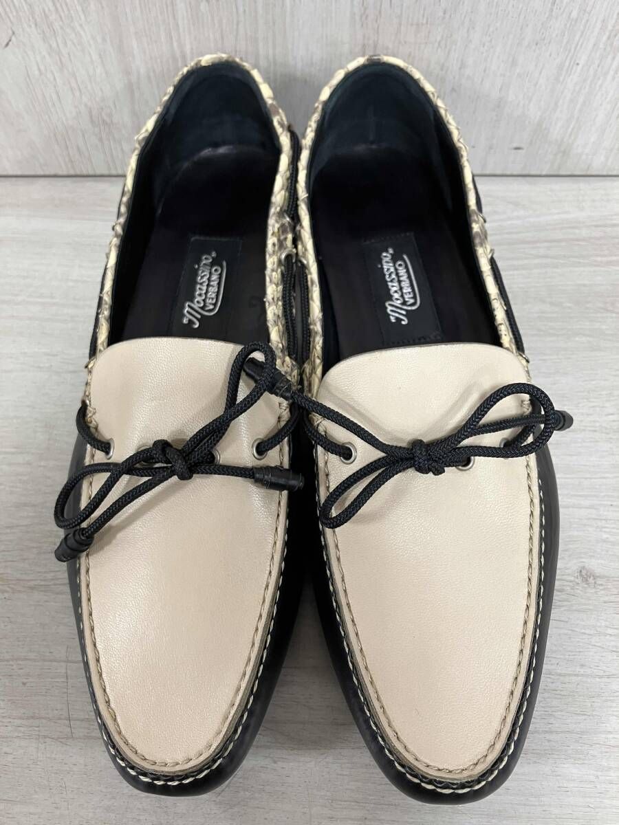 VERBANO ヴェルバノ モカシン Mocassino 牛革 蛇革 ブラック 26 5 cm 65 01 31 01002