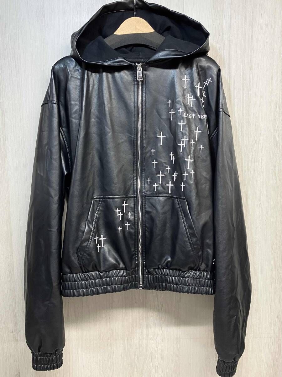 LAST NEST Nubian 別注 フェイクレザー ジップアップ パーカー