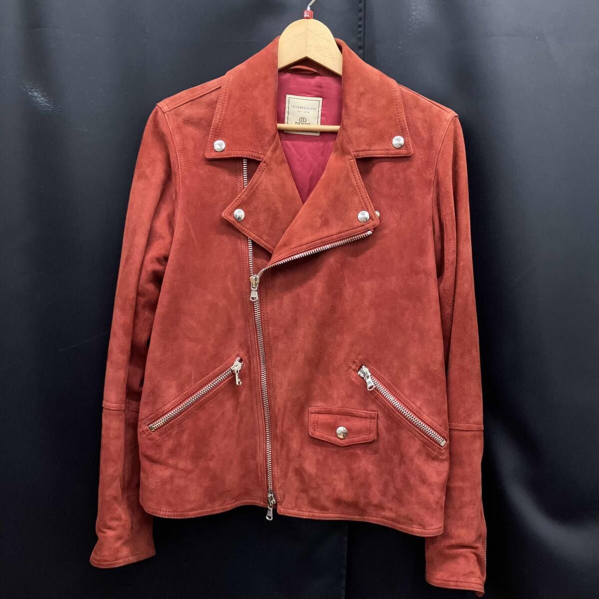 TOMORROWLAND DENIM トゥモローランド デニム ダブルライダース スエード レッド