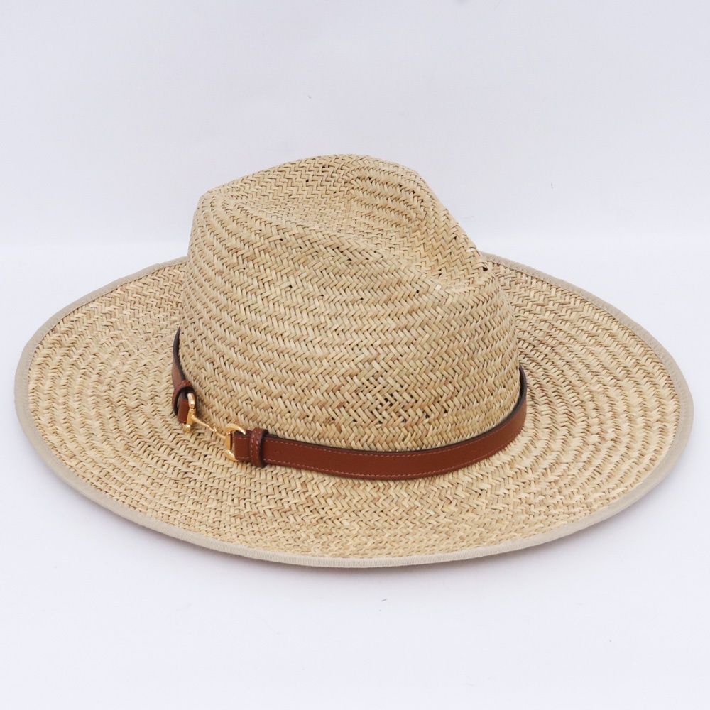 GUCCI ホースビット付きストローエフェクトハット XLサイズ ベージュ 656516 3 HAEI