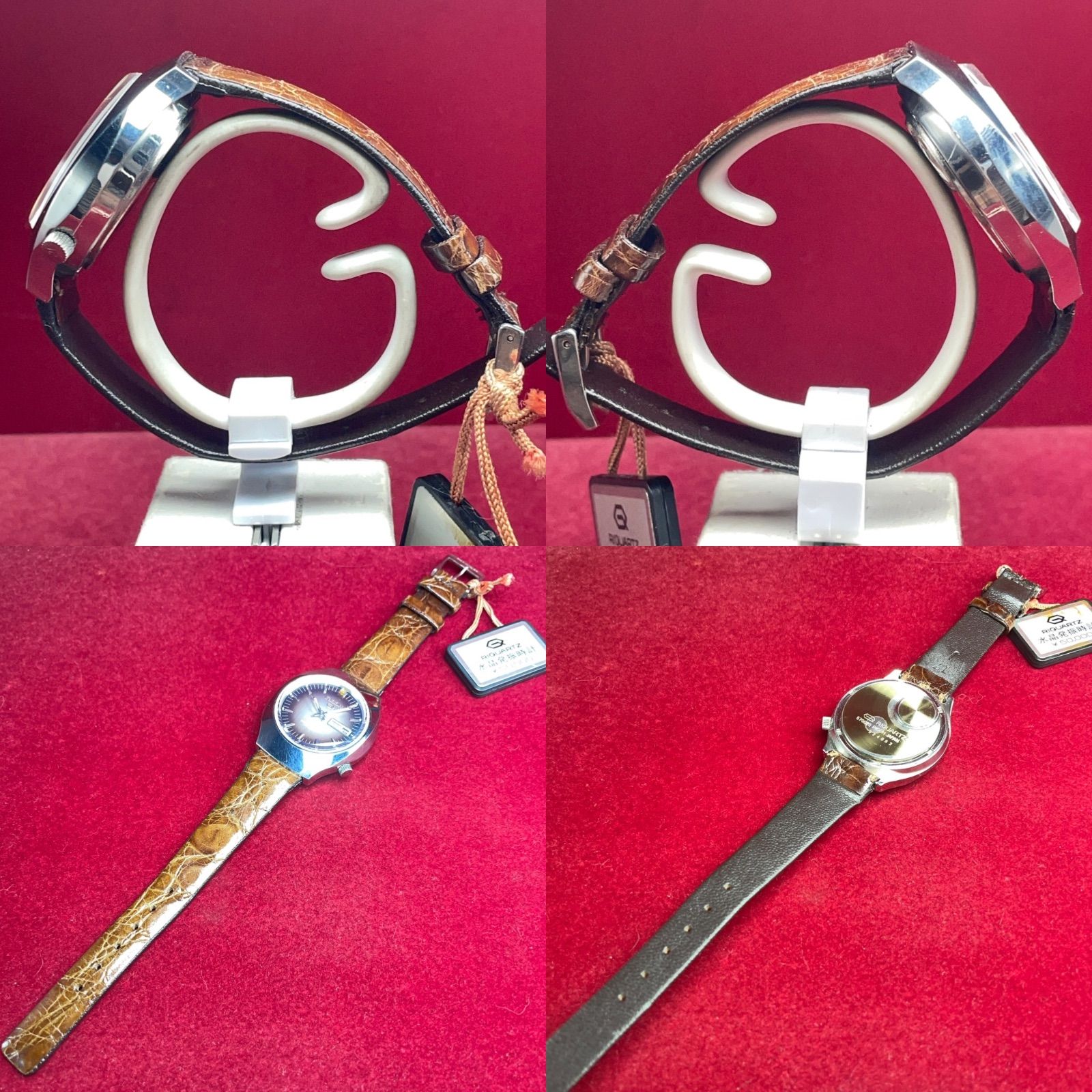  OH済 ♥ 70 s RICOH RIQUARTZ 水晶発振時計 動品 リコー ヴィンテージ アンティーク 稼働品 デイデイト 腕時計(クォーツ) 腕時計(アナログ)