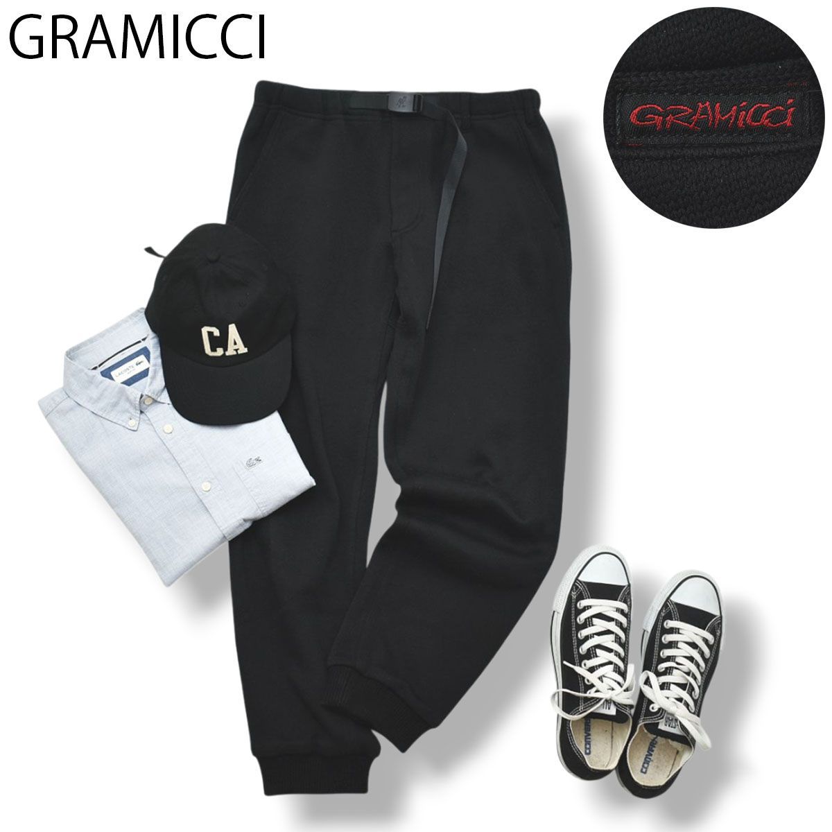 グラミチ GUP 20 F 047 BONDING KNIT FLEECE NARROW RIB PANTS ボンディング ニット フリース ナロー リブ パンツ L 黒 メンズ