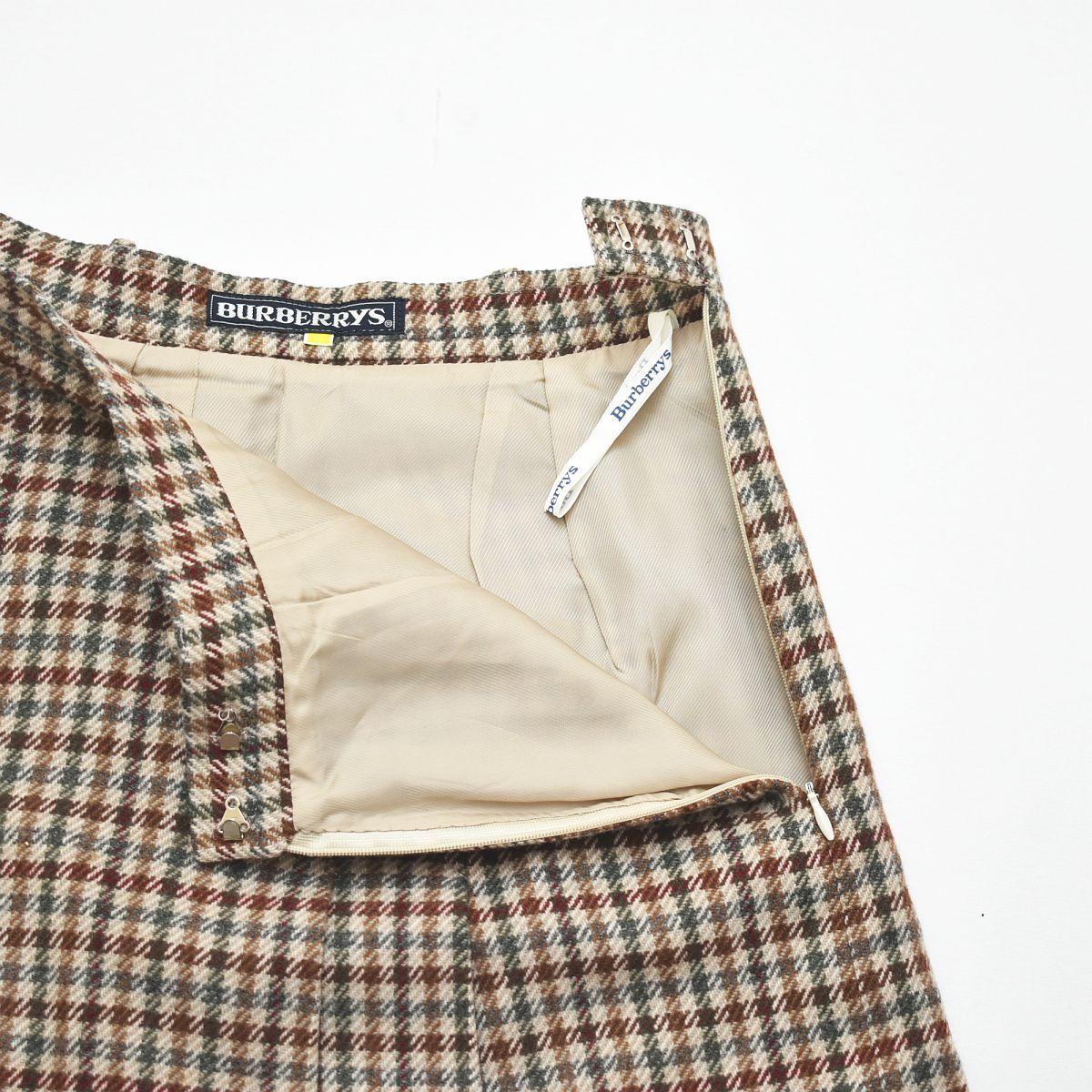 【希少】90s BURBERRYS チェック ウールプリーツスカート ベージュ Burberrys バーバリーズ ノバチェック ウール ミモレ丈 プリーツ