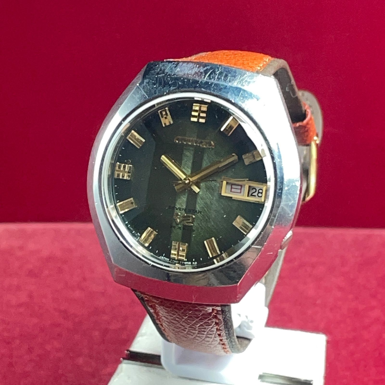 希少カラー 70s CITIZEN SEVEN STAR V2 風防新品 日本製 OH済】70s CITIZEN SEVEN STAR V2 5面ガラス風防新品 ヴィンテージ