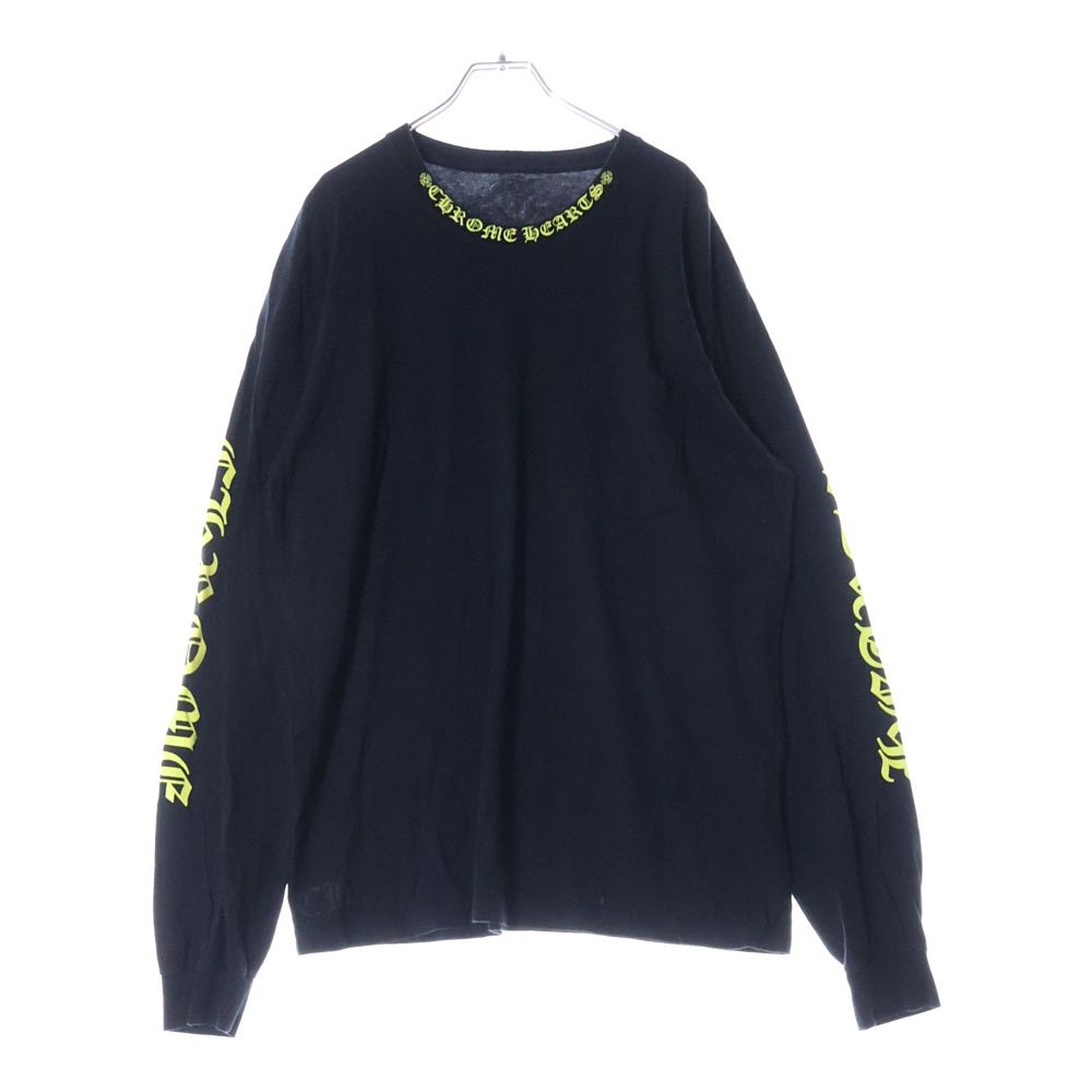 CHROME HEARTS クロムハーツ CH L S 1 ネックロゴプリント長袖Tシャツ カットソー ブラック