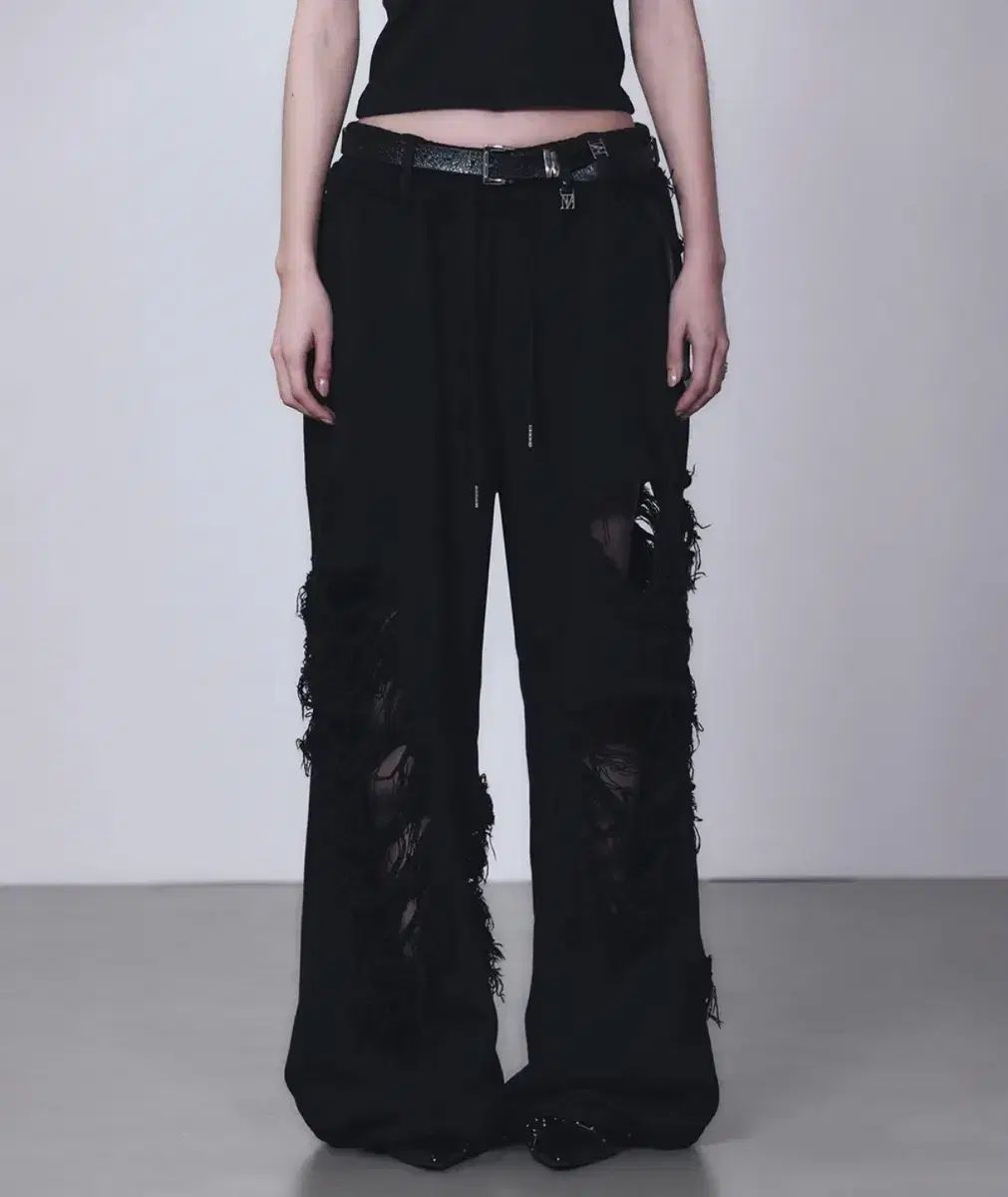 TREEMINGBIRD スクラッチダメージ ワイド スウェットパンツ