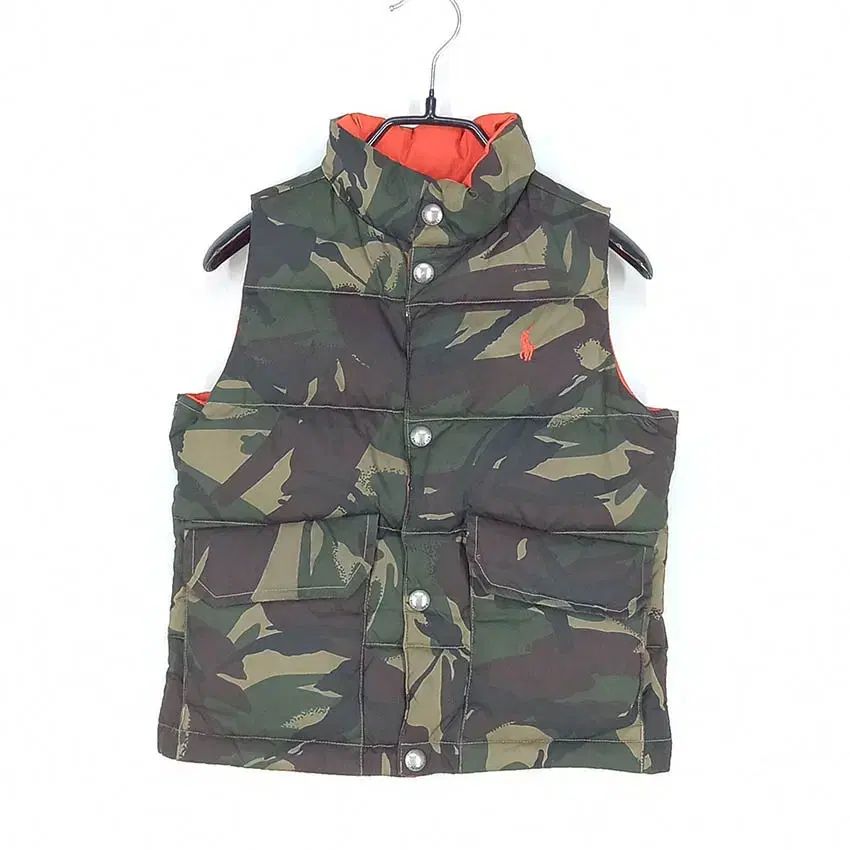 ポロラルフローレン キッズ リバーシブル 軽量ダウンベスト カーキ