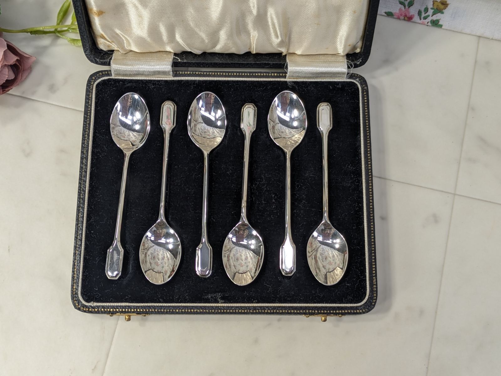 イギリス アンティーク 純銀 1931年 バーミンガム ティースプーン 6本 イギリス アンティーク 純銀 1931年 バーミンガム ティースプーン 6本