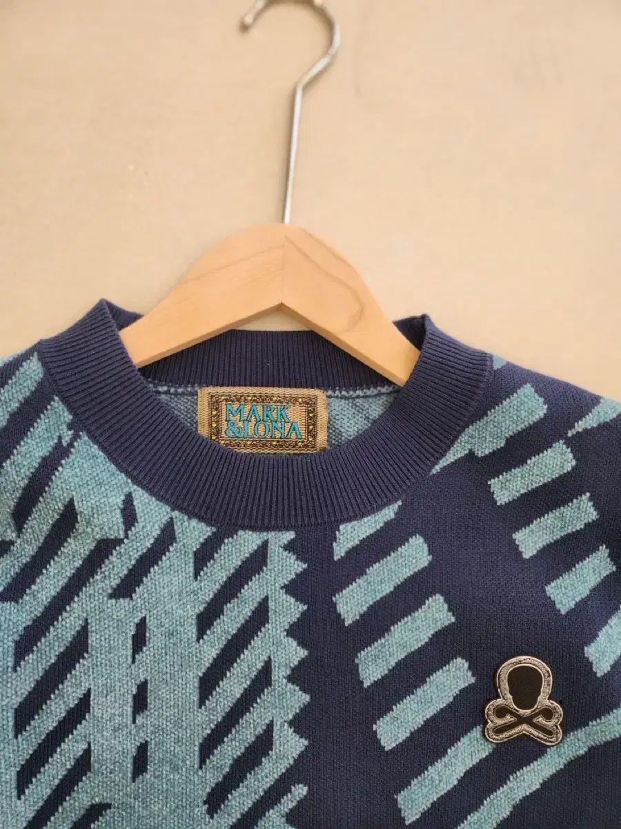 MARK LONA マークアンドロナ ゴルフ ニット ブルー パータン M