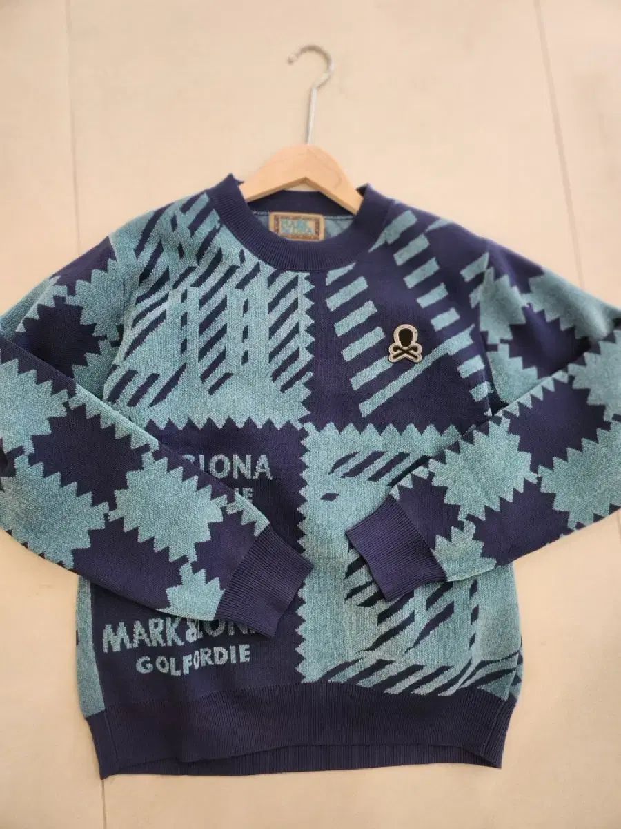 MARK LONA マークアンドロナ ゴルフ ニット ブルー パータン M
