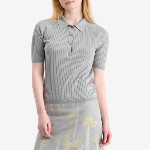 アクネ ストゥディオズ レディース トップス ポロシャツ ニット Acne Studios Kamanda Lightweight Base Layer Knitted Polo Top Grey グレー