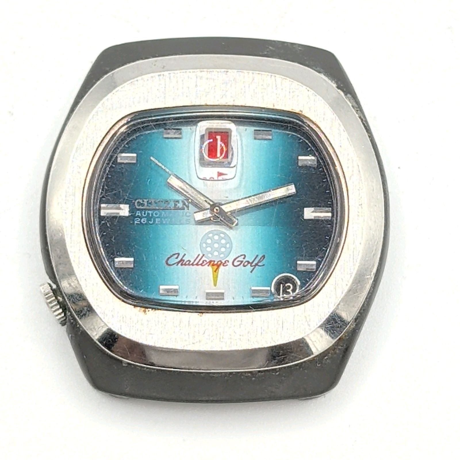 CITIZEN challenge golf 200 M 7760 770901 Watch Men s Automatic Round Silver Date Working シチズン チャレンジゴルフ メンズ 時計 自動巻き ラウンド シルバー 稼働品