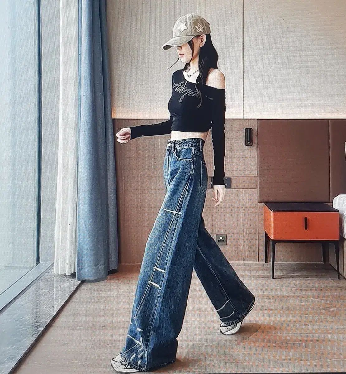 海外配送 ワイドデニムパンツ デニム ワイドパンツ