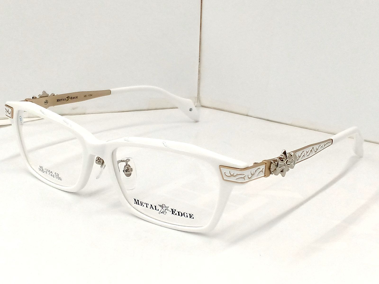 ニューモデル ♥品 メタルエッジ メガネフレーム ME 1054 セル ホワイト ゴールド系