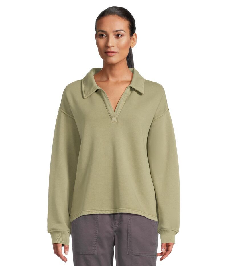 エルエルビーン レディース アウター パーカー スウェット ポロシャツ LLBean Sunwashed Sweatshirt Splitneck Polo Olive オリーブ