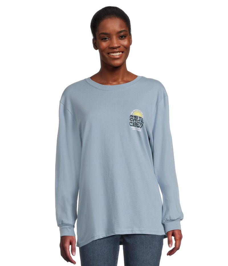 ソルティークルー レディース トップス シャツ Tシャツ Salty Crew Sunrise Long Sleeve Boyfriend Tee Marine Blue ブルー