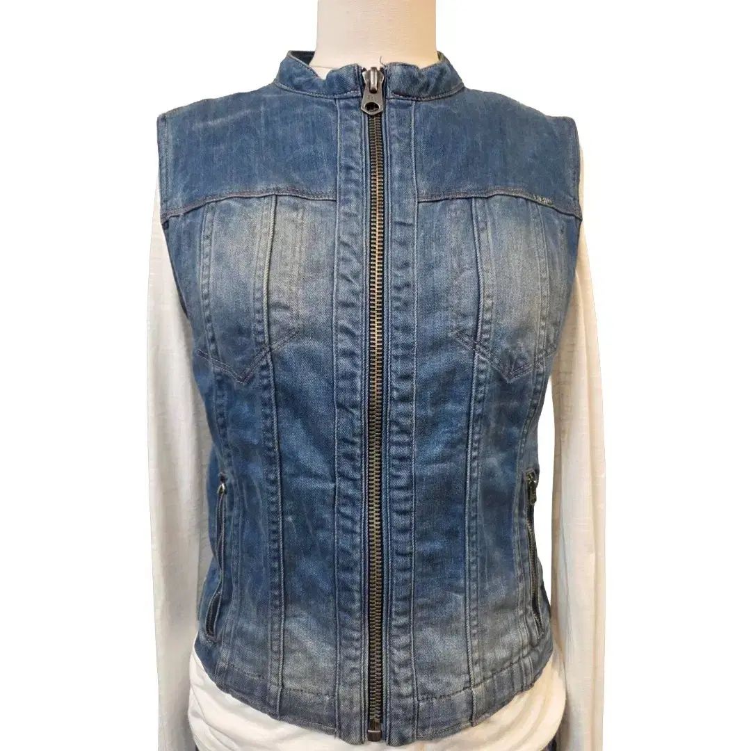 G STAR 청 데님 ベスト レディース S ストレッチ
