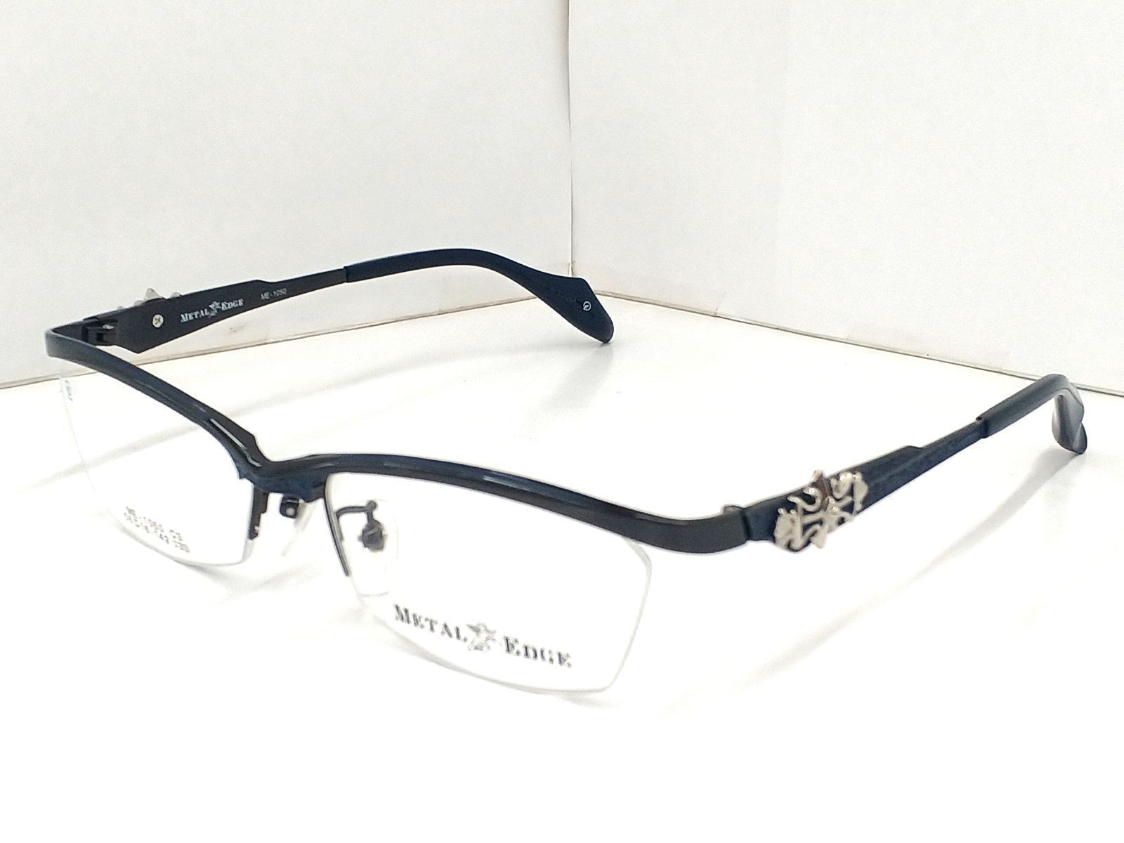 ニューモデル ♥品 メタルエッジ メガネフレーム ME 1050 ナイロ ル ブラック ネイビー系