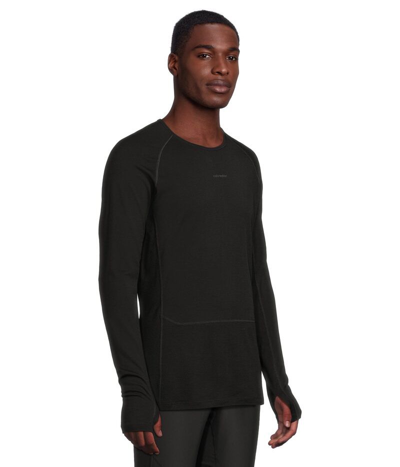 アイスブレーカー メンズ トップス シャツ ニット Icebreaker Merino 200 ZoneKnit Long Sleeve Crewe Black ブラック
