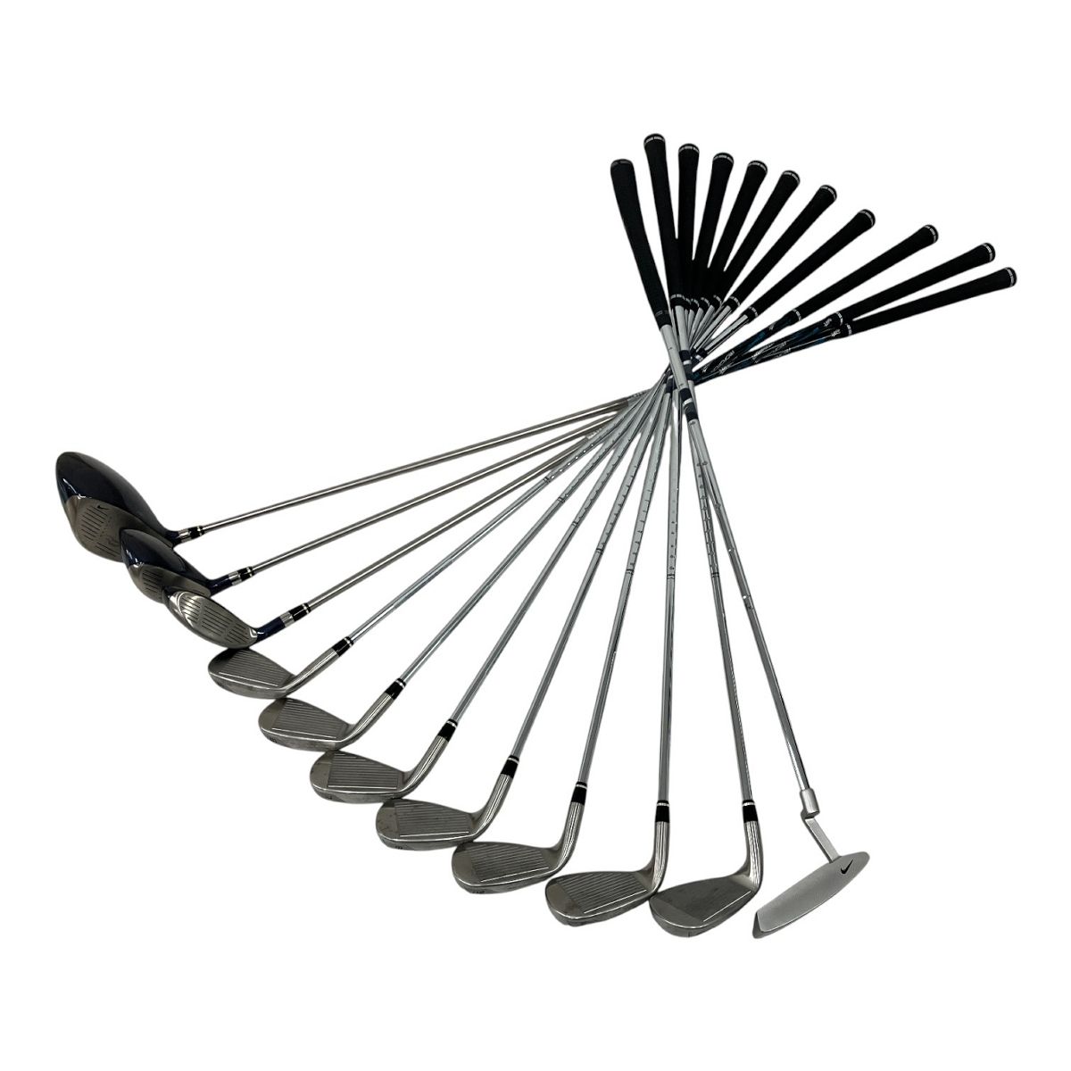 NIKEナイキ ドライバー アイアン ウッド 等 計11本セット UNI FLEX スリングショットキャディバッグ付 ゴルフクラブ スポーツ