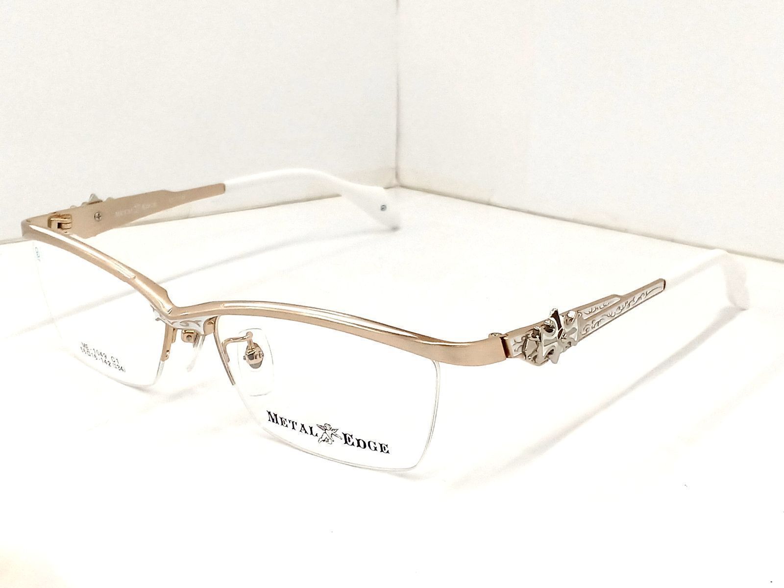 ニューモデル ♥品 メタルエッジ メガネフレーム ME 1049 ナイロ ル ゴールド ホワイト系