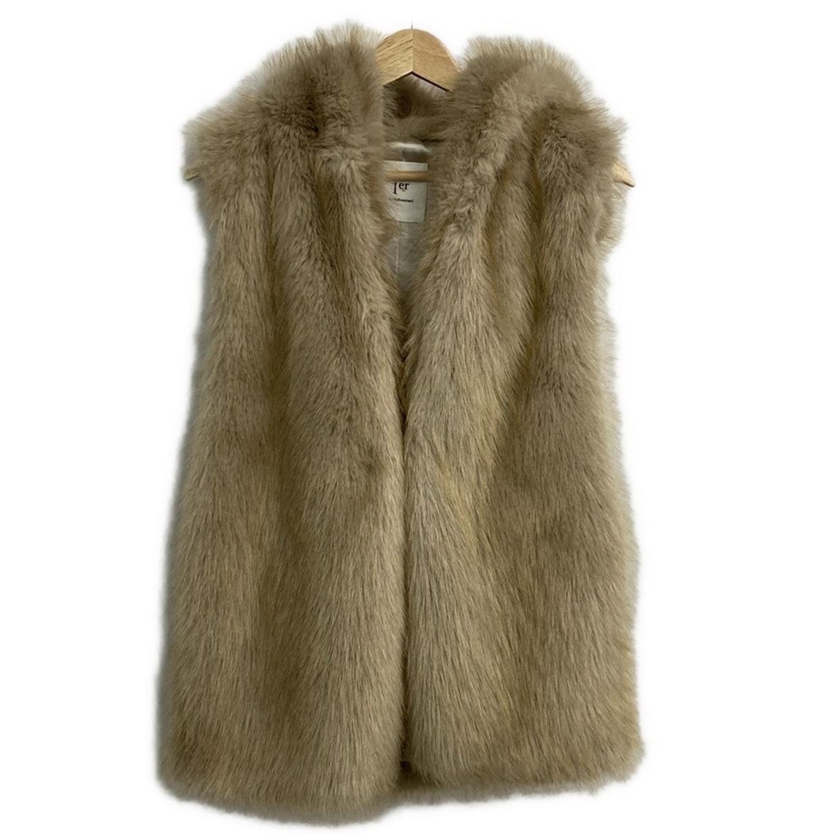 1 er Arrondissement プルミエアロンディスモン ジャケット サイズ38 M レディース ベージュ ノースリーブ フェイクファー 秋 冬