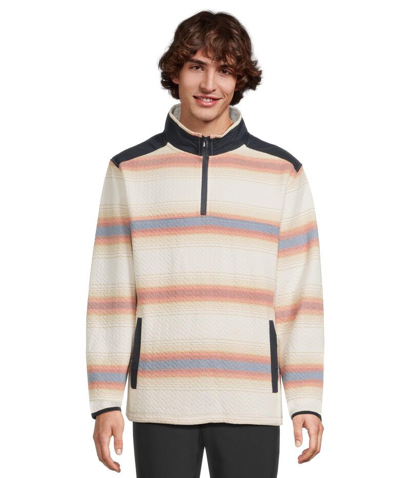 チャビーズ メンズ アウター パーカー スウェット ハーフジップ キルティング Chubbies The Coastal Quilted Quarter Zip Off White Str オフホワイト