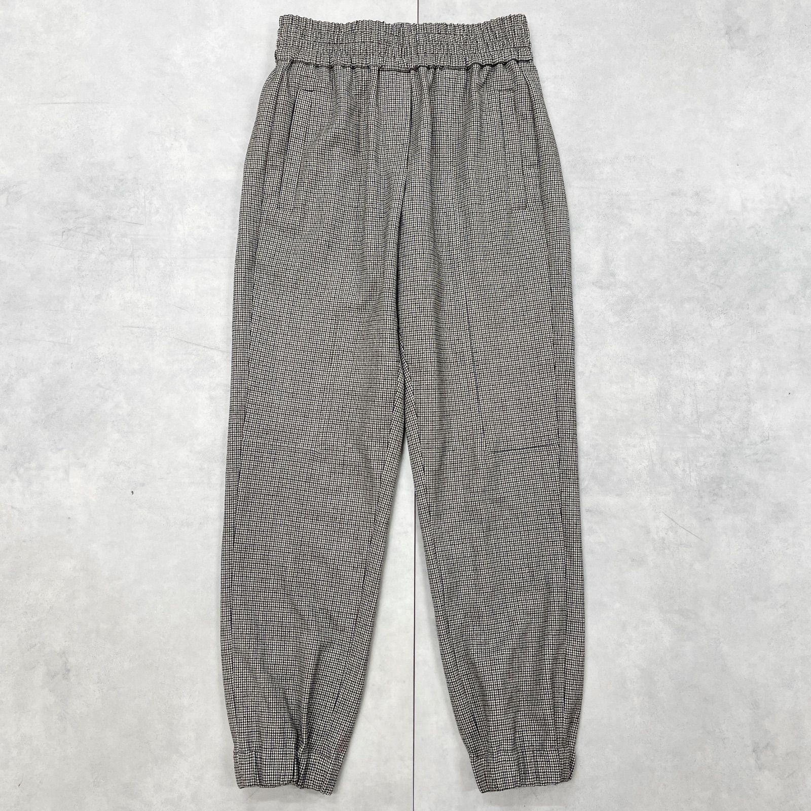 ブルネロクチネリ 2025 イージーパンツ ジョガーパンツ モニーレ装飾 千鳥格子柄 ガンクラブチェック ウール ブラウン イタリア製 レディース 38